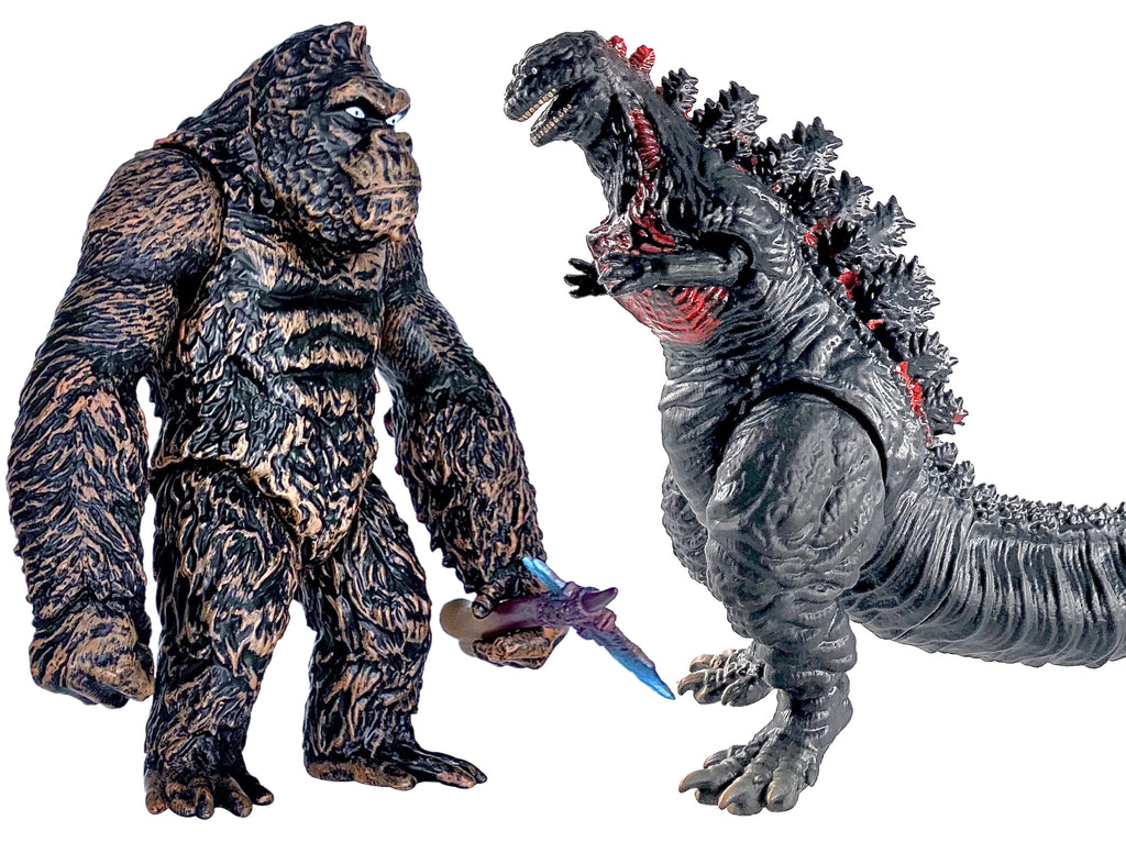 TwCare Set of 2 Legendary Shin Godzilla vs King Kong Toy Action Figures, Movable Joints Movie Series Soft Vinyl, Carry Bag