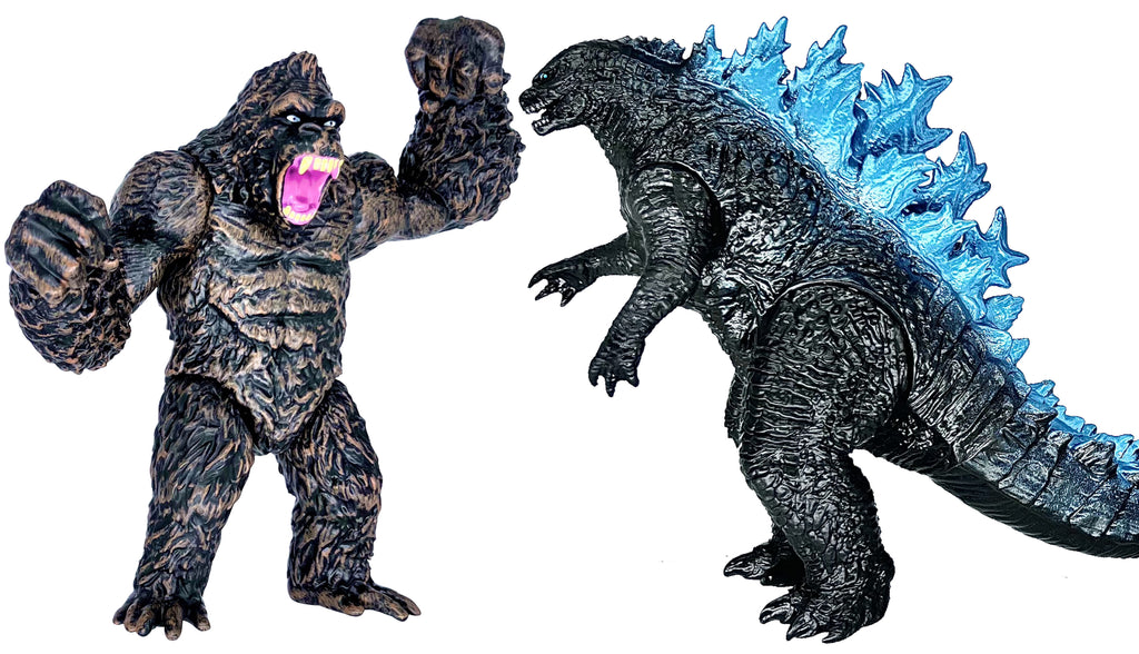 TwCare Set of 2 Godzilla Figure King of The Monsters vs King Kong Toys, Movable Joints Action Movie Series Soft Vinyl Toy Figures, Travel Bag