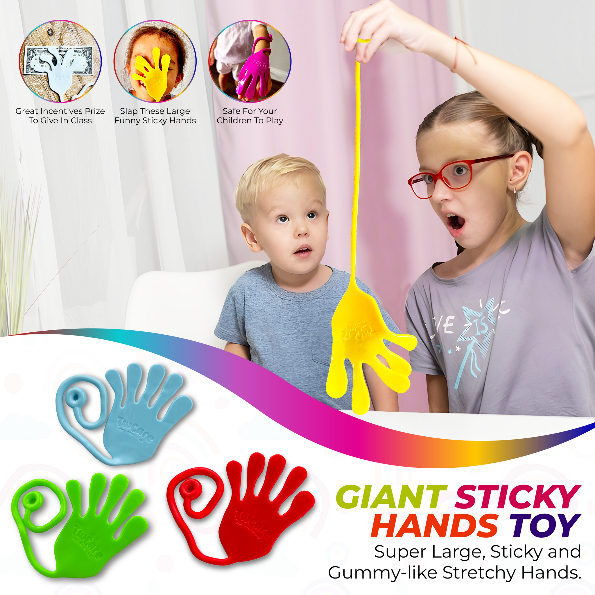 Jumbo Giant Sticky Hands, 13-in Total Length