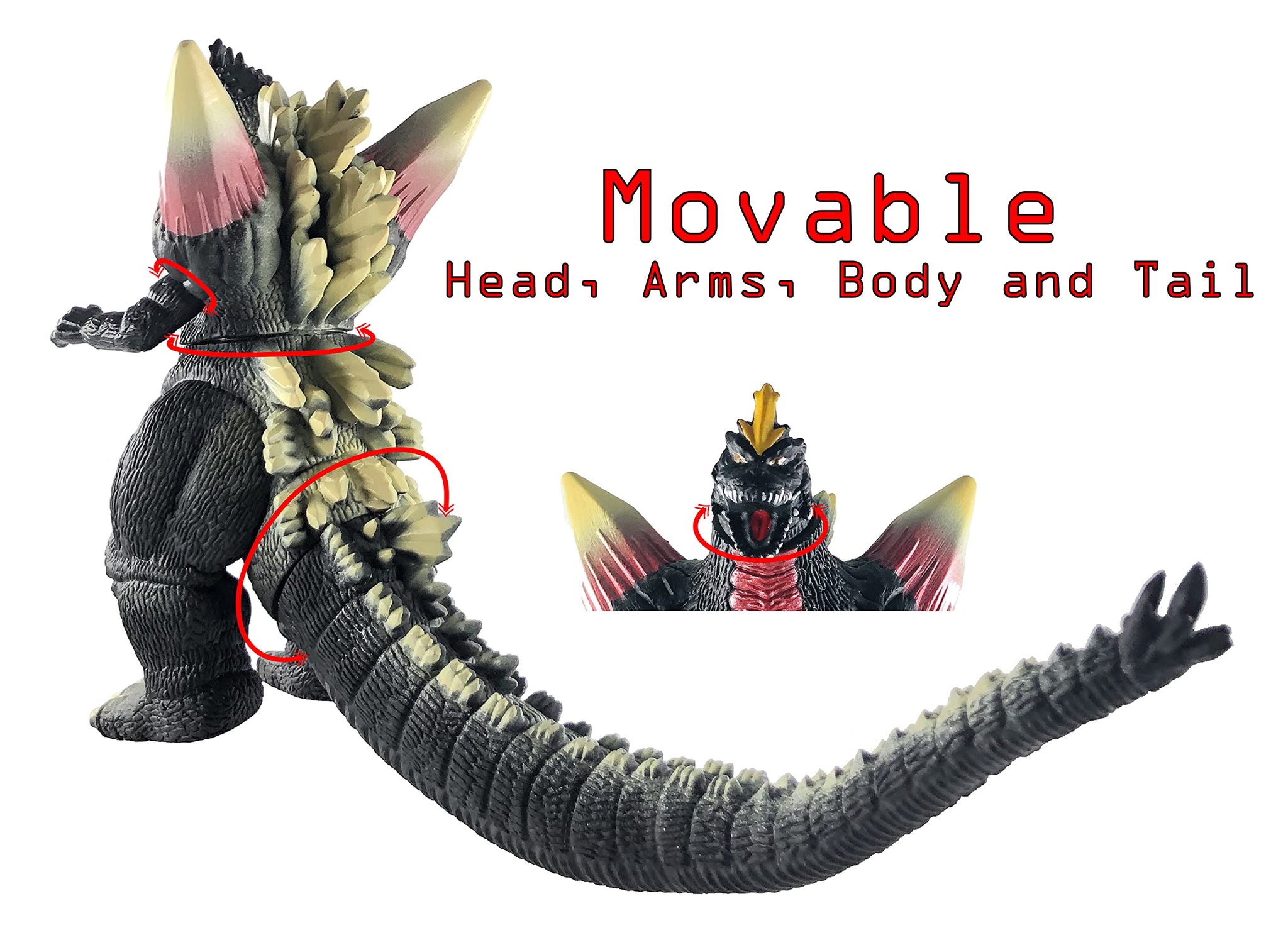 TwCare Set of 2 SpaceGodzilla Disosaur Dragon Gigan Space Toys, Kaiju Universe Action Figures King of The Monsters Movable Joints Movie Series Soft Vinyl, Travel Bag