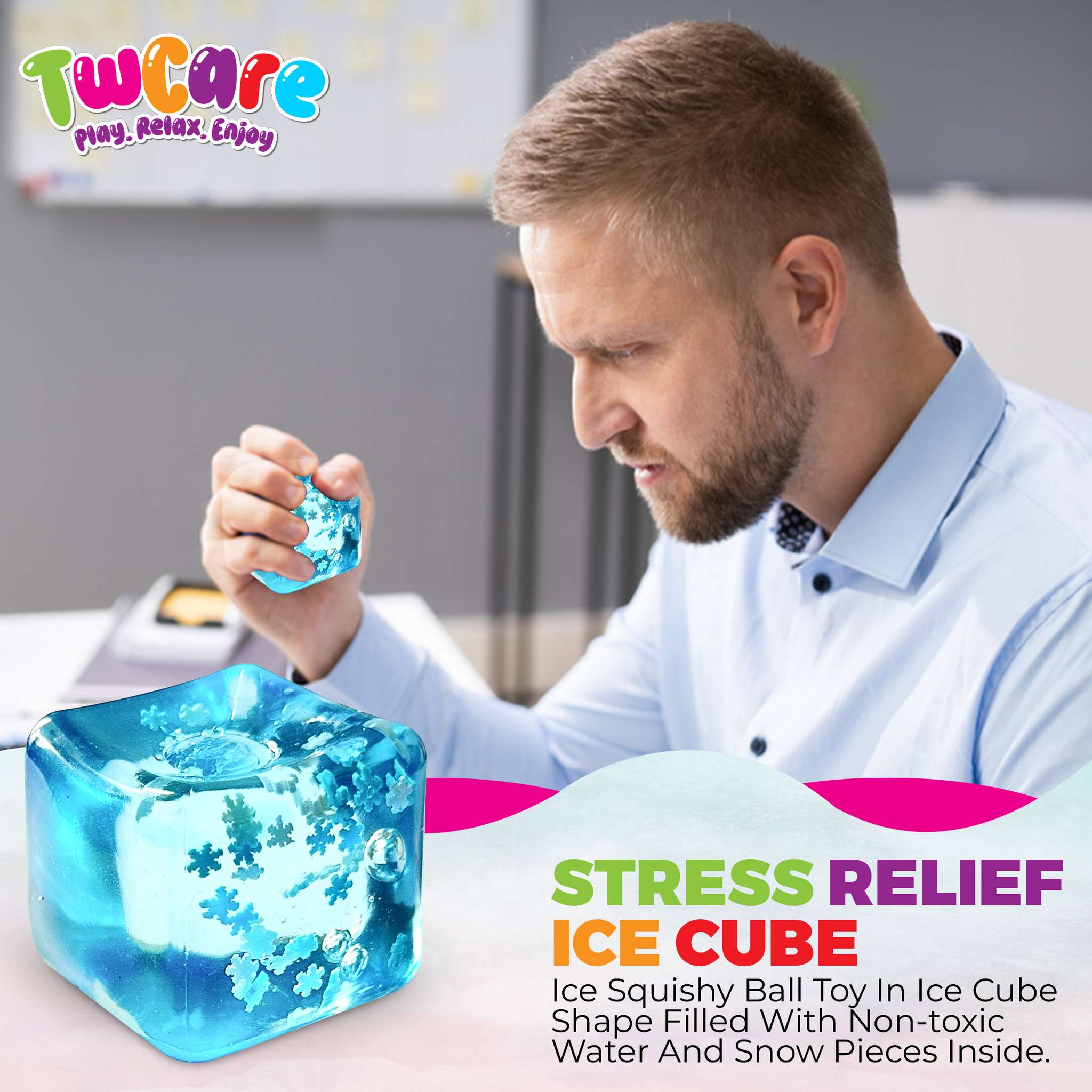 Stress Balls Ice Cube with Snowflakes Inside