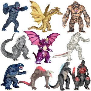 Exclusive Set of 10 Godzilla vs Kong Toys Movable Joint Action Figures, King of The Monster Dinosaur Shin Ultima Gamera Ghidorah Skull Crawler Destoroyah Mecha Mechagodzilla Cake Toppers Pack