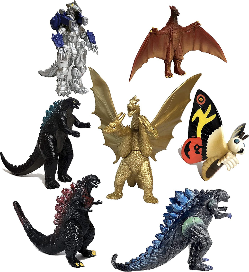 Godzilla Dinosaur Toys King of The Monsters Movable Joint Action Figures Mini Mothra Imago Shin Burning Heisei Mecha Ghidorah Kids Birthday Cake Toppers Pack, Travel Bag