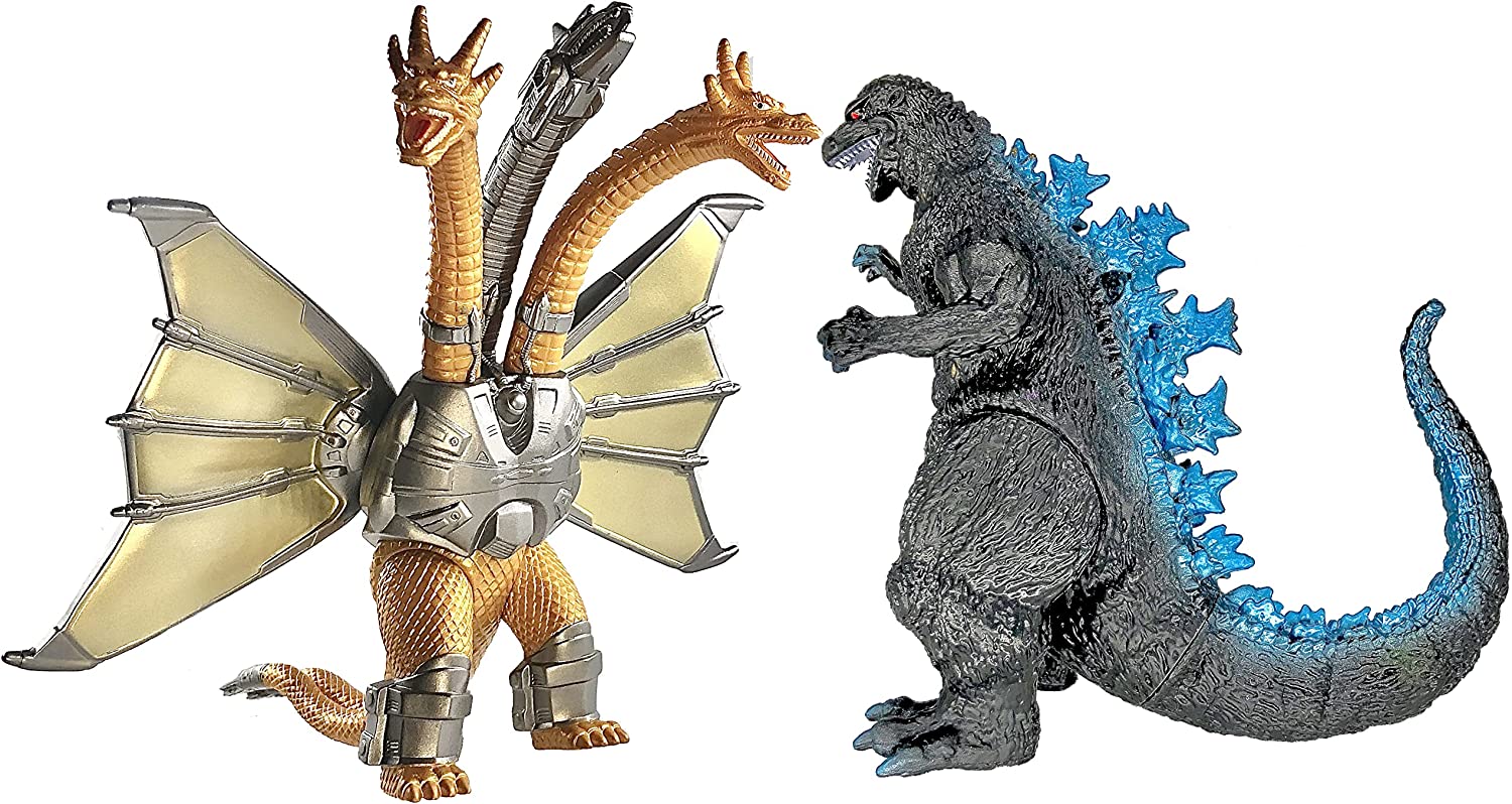 godzilla king of the monsters toy TwCare Set of 2 Mecha King Ghidorah vs 1954 65th Anniversary vs Heisei Era Classic Godzilla Toy 2021 Movable Joints Action Movi