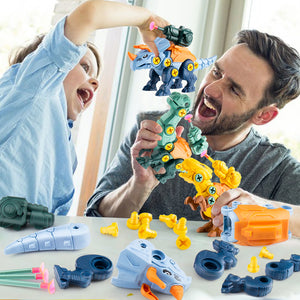 Take Apart Dinosaur Toys for Kids with Missile Fire, 3 Packs DIY Dinosaur Educational STEM Toys with Screwdriver Tools Boys and Girls, Birthday Learning Gift Age 3 4 5 6 7