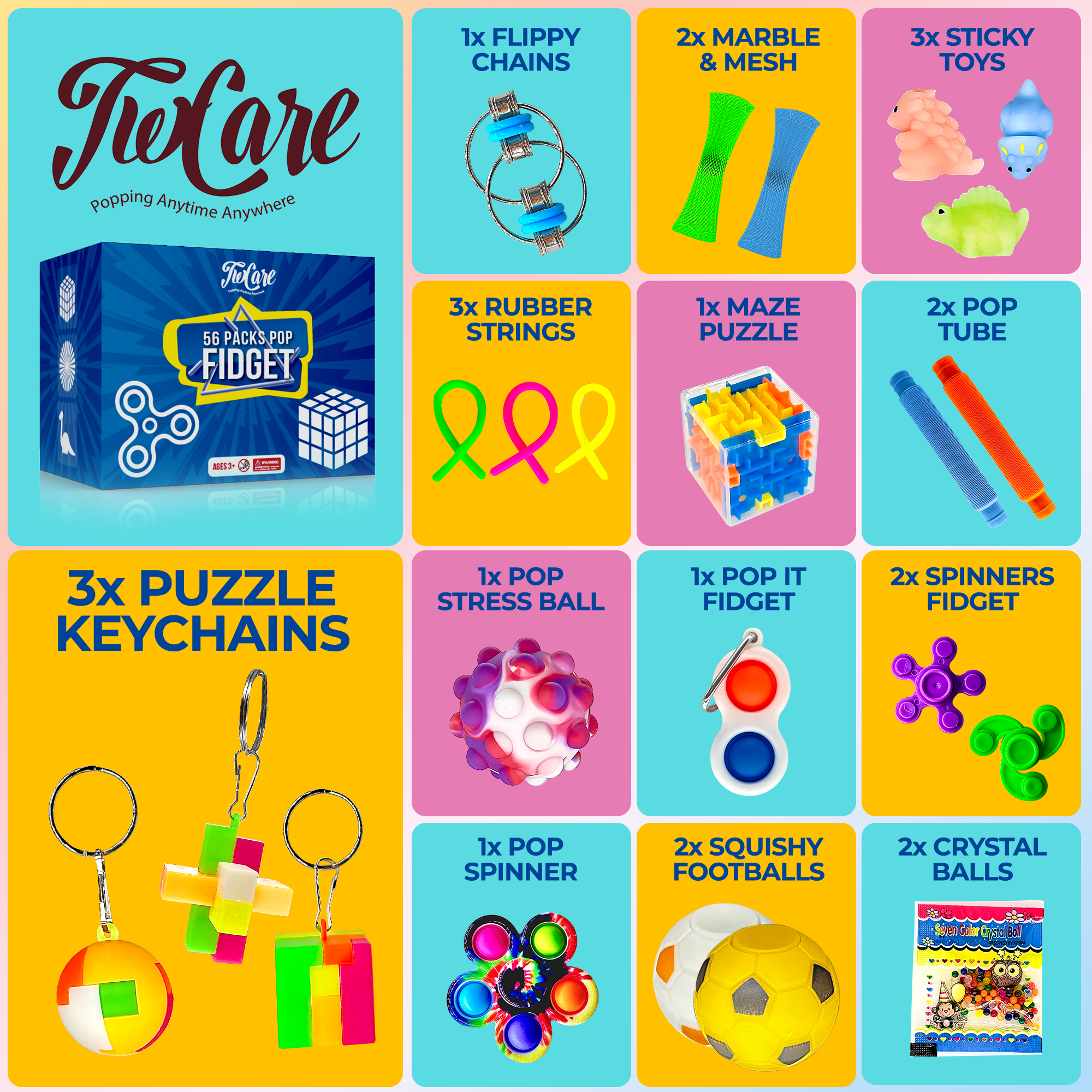 Fidget Toy Pack-Fidgets- Fidget Toys-32Pcs fidget pack in a Toy Box  -Figetget to