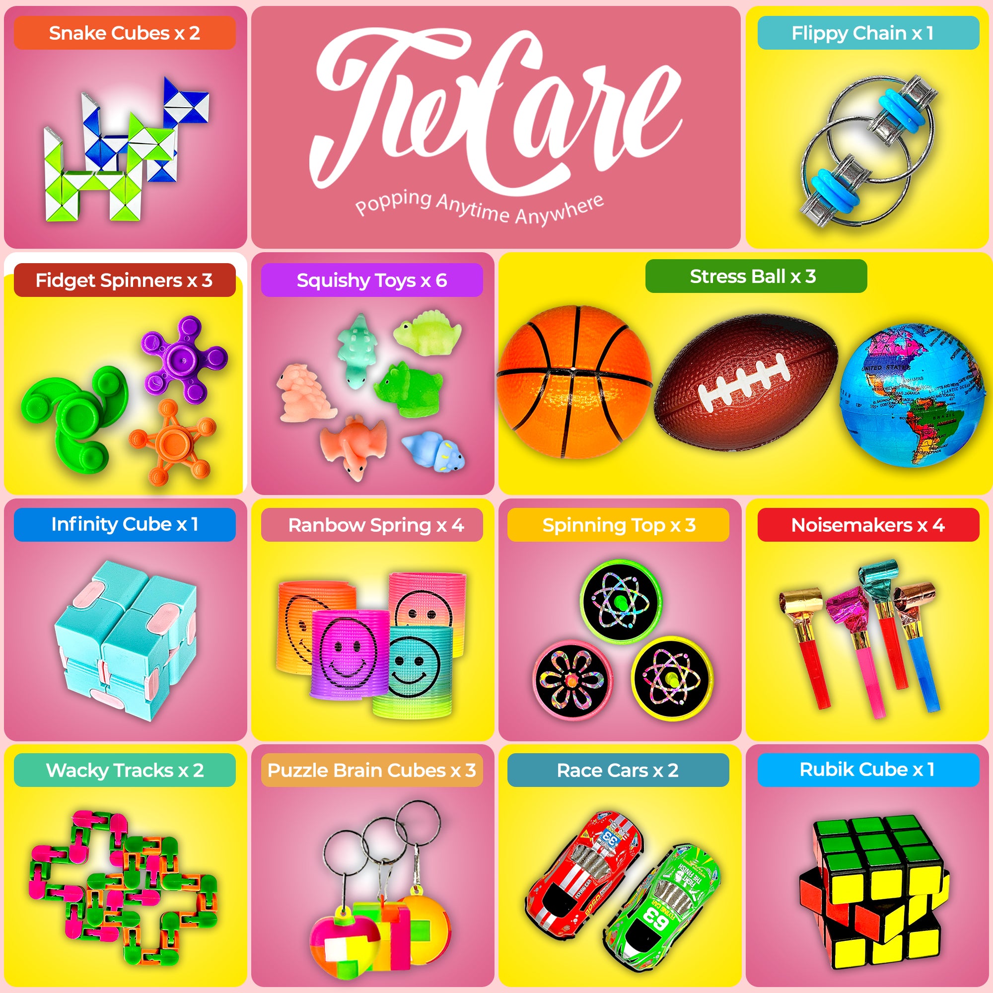 Twcare (82 Pcs) 2023 Upgraded Fidget Toys Set Party Favors Pop It Its Sensory Pack for Kids Stocking Stuffers Autism Stress Autistic Boys Girls Adults