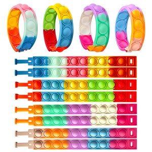 32 PCS Fidget Bracelets Pop it Toy, Glow in The Dark, Rainbow