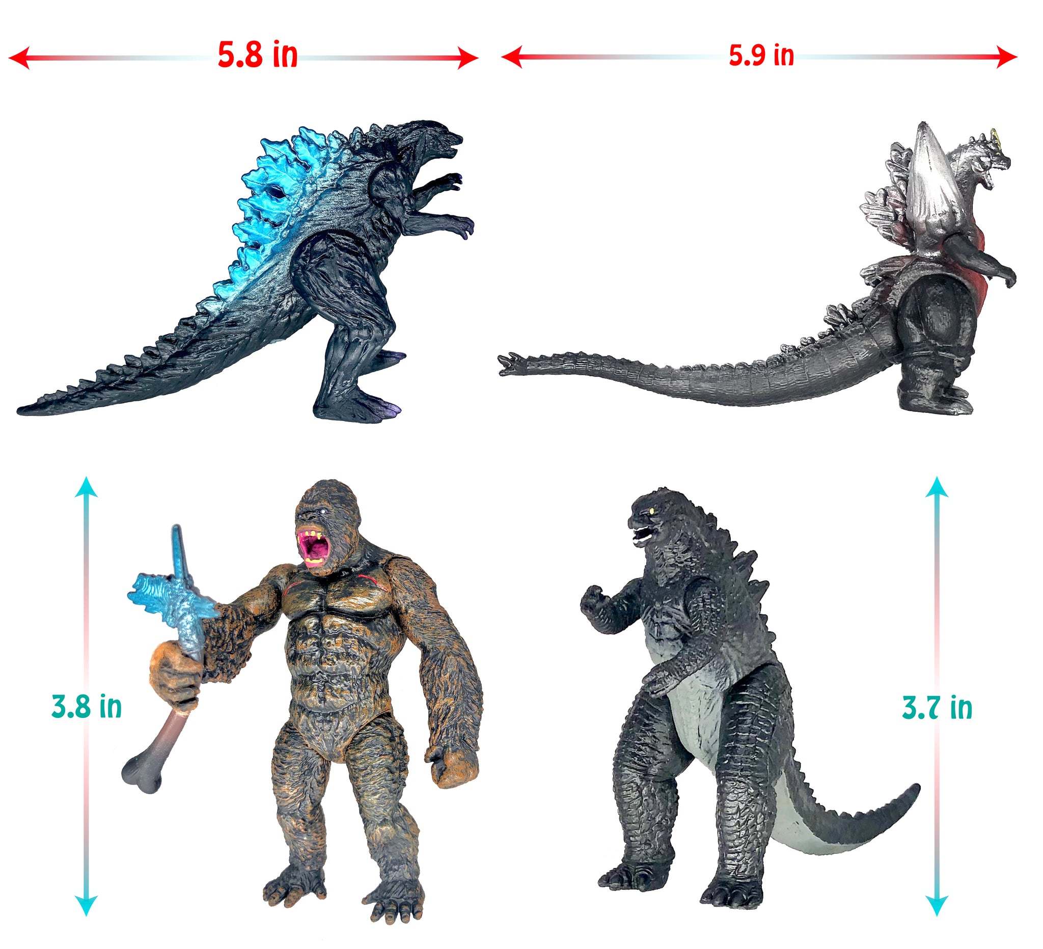 8pcs King Kong vs Godzilla Toys 2021 Movable Joint Action Figures King of The Monsters Birthday Dinosaur Kid Gift Cake Toppers