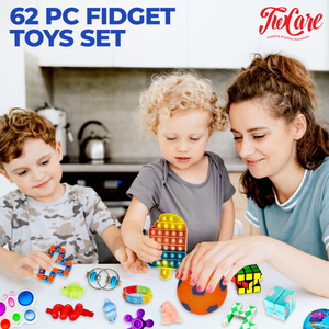 (62 Pcs) 2023 Upgraded Fidget Toys Set Party Favors Pop It Its Sensory Pack for Kids Stocking Stuffers Autism Stress Autistic Boys Girls Adults Fun Treasure Box Classroom Prizes Ages 3-12 Years Old