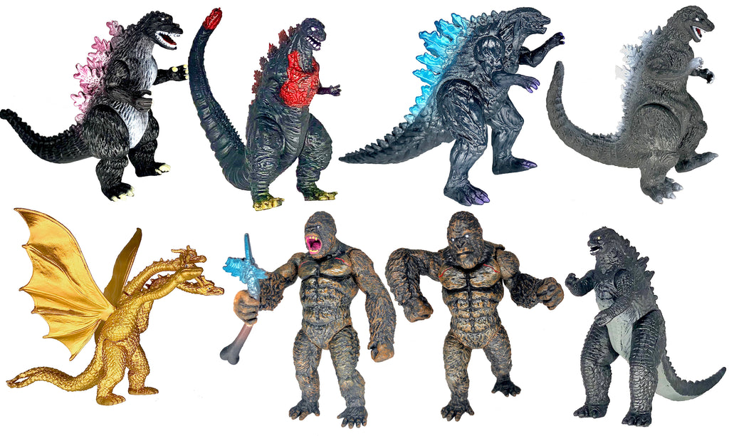2021 8pcs King Kong vs Godzilla Toys Movable Joint Action Figures King of The Monsters Ghidorah Birthday Kid Gift Cake Toppers